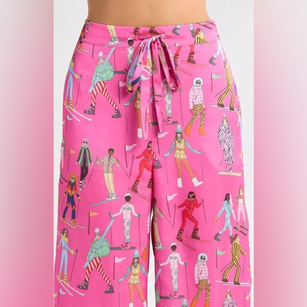 Karen Mabon Hot Pink Silk Satin Women's Skiers Pajama Pants